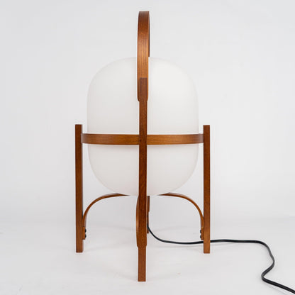 Portable Glass Table Lamp | Wood & Glass | Ash or Walnut Finish