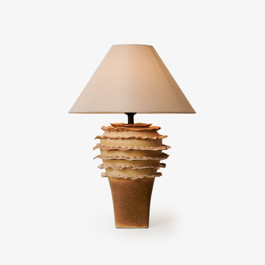 Ceramic Table Lamp | Sandy Glaze Sculptural Design | 40cm Diameter