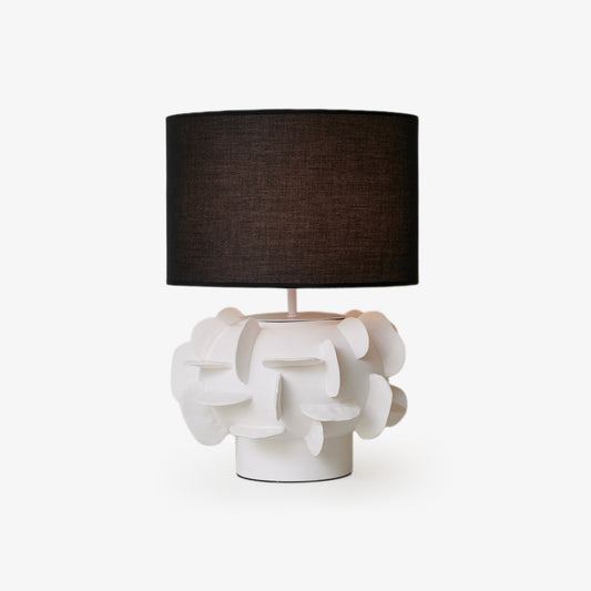 Ceramic Table Lamp | Matte White Base | Black Shade