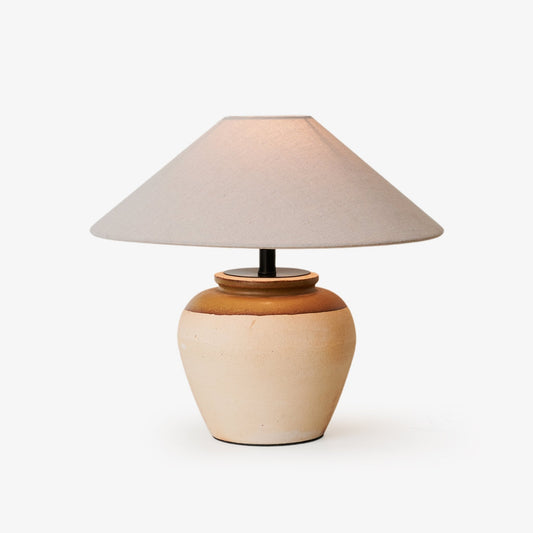 Terra Glow Table Lamp | Ceramic Base | Beige and White