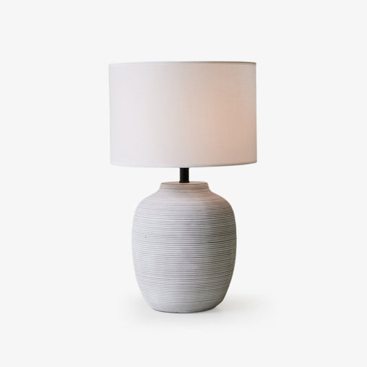 Lino Stripe Table Lamp | Ceramic Base | Grey Shade