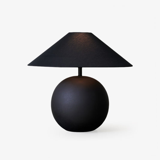 Obsidian Sphere Table Lamp | Matte Black Ceramic | 50cm Diameter