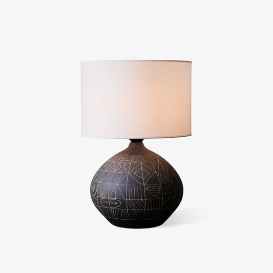Lunari Etch Table Lamp | Ceramic Base | Black
