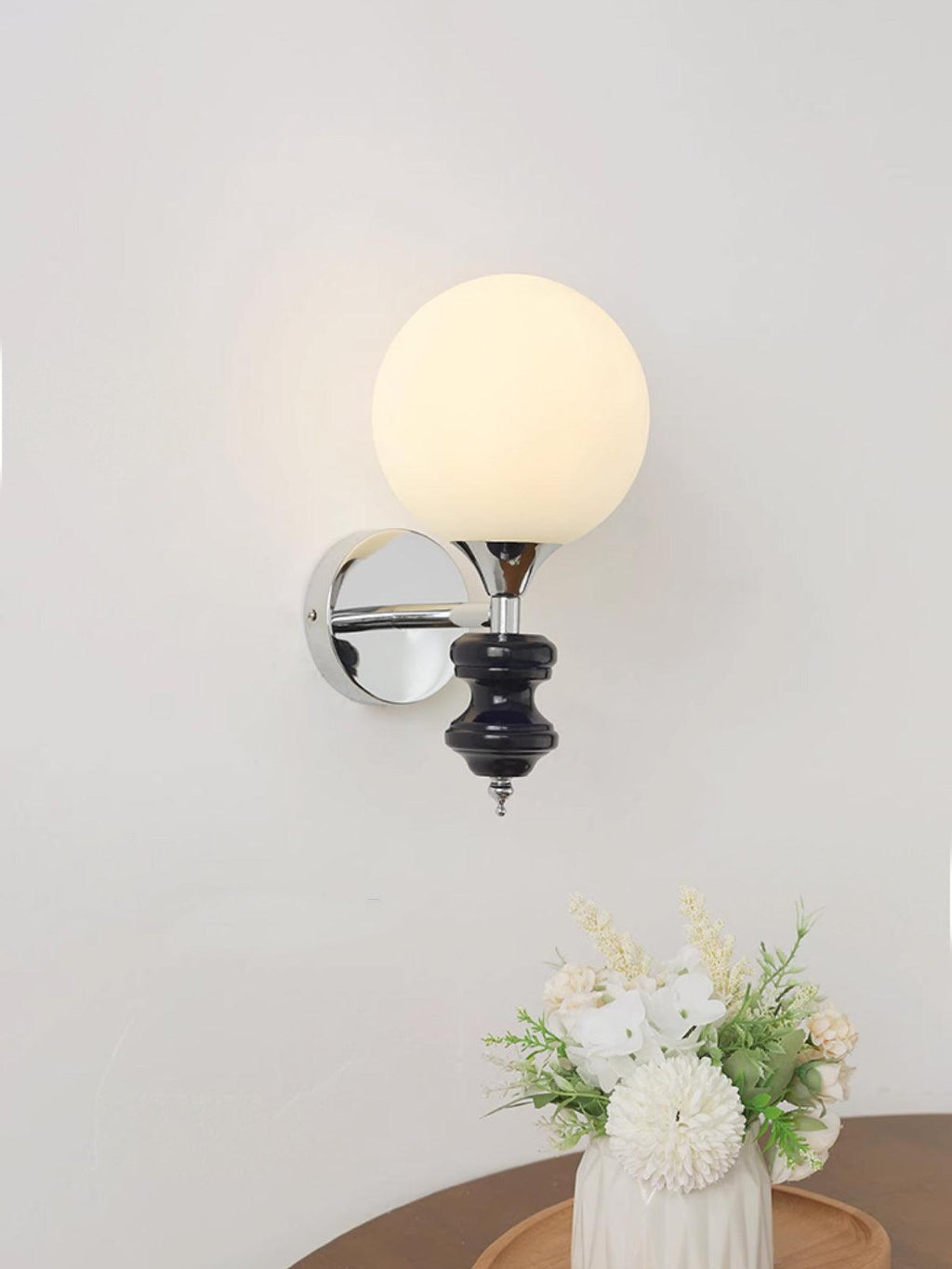 Dalt Wall Light | Metal & Glass | Chrome & Blue