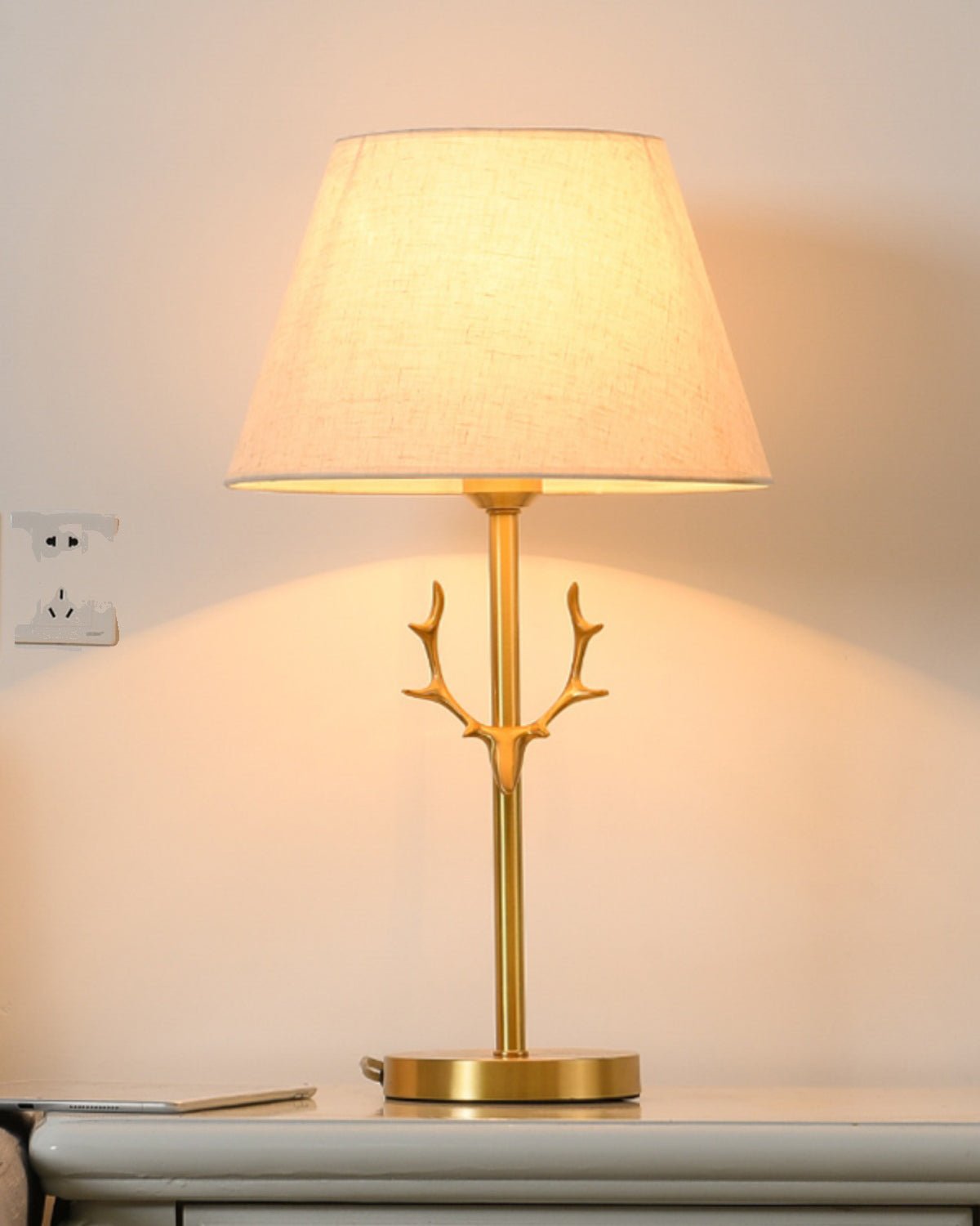 Dalton Table Lamp | Brass Fabric | White Shade