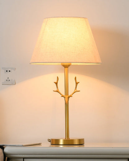 Dalton Table Lamp | Brass Fabric | White Shade