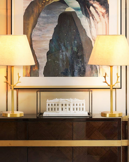 Dalton Table Lamp | Brass Fabric | White Shade