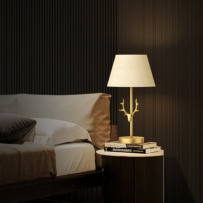 Dalton Table Lamp | Brass Fabric | White Shade