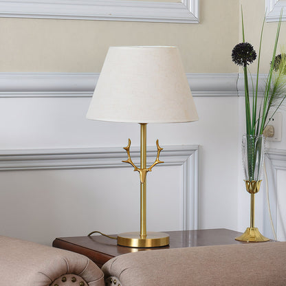 Dalton Table Lamp | Brass Fabric | White Shade