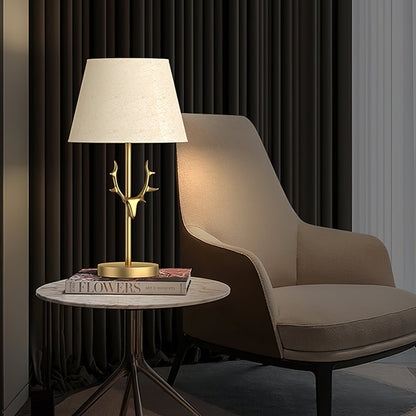 Dalton Table Lamp | Brass Fabric | White Shade