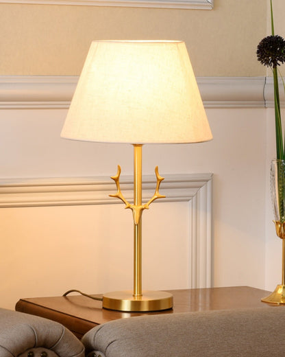 Dalton Table Lamp | Brass Fabric | White Shade