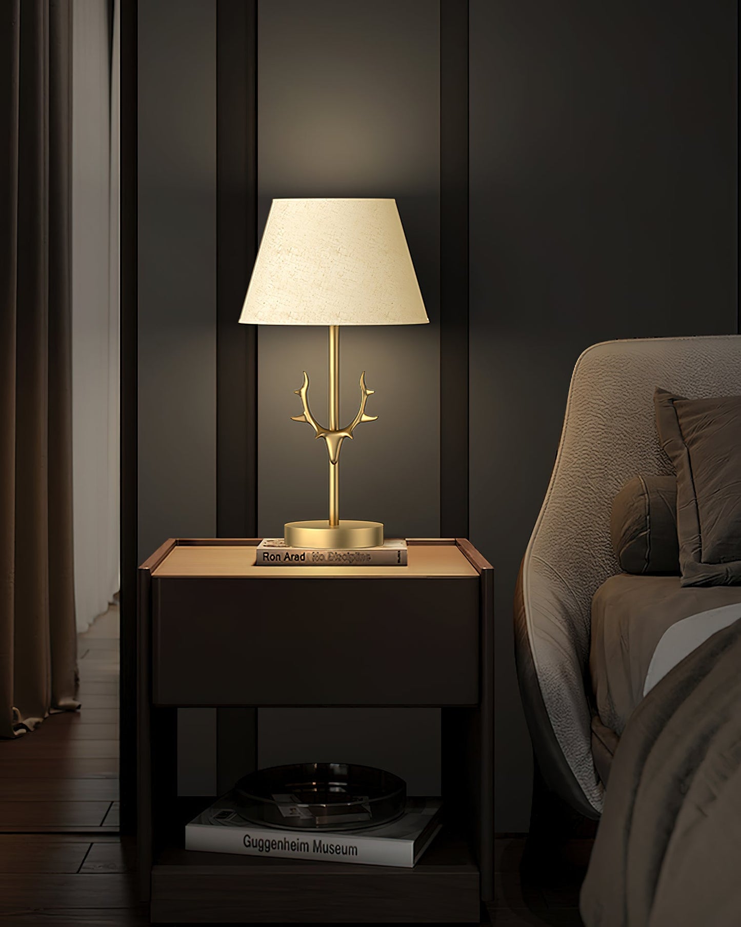 Dalton Table Lamp | Brass Fabric | White Shade