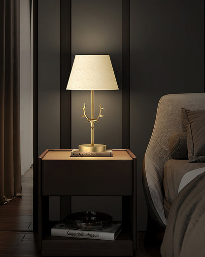 Dalton Table Lamp | Brass Fabric | White Shade
