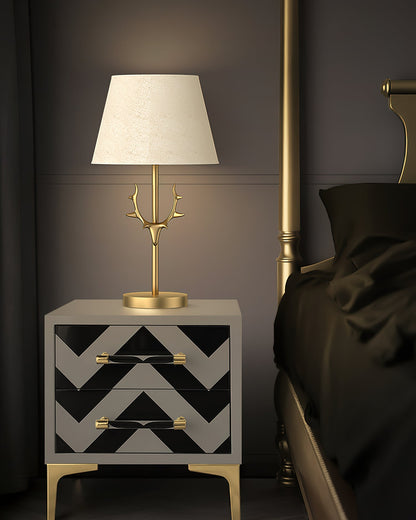 Dalton Table Lamp | Brass Fabric | White Shade