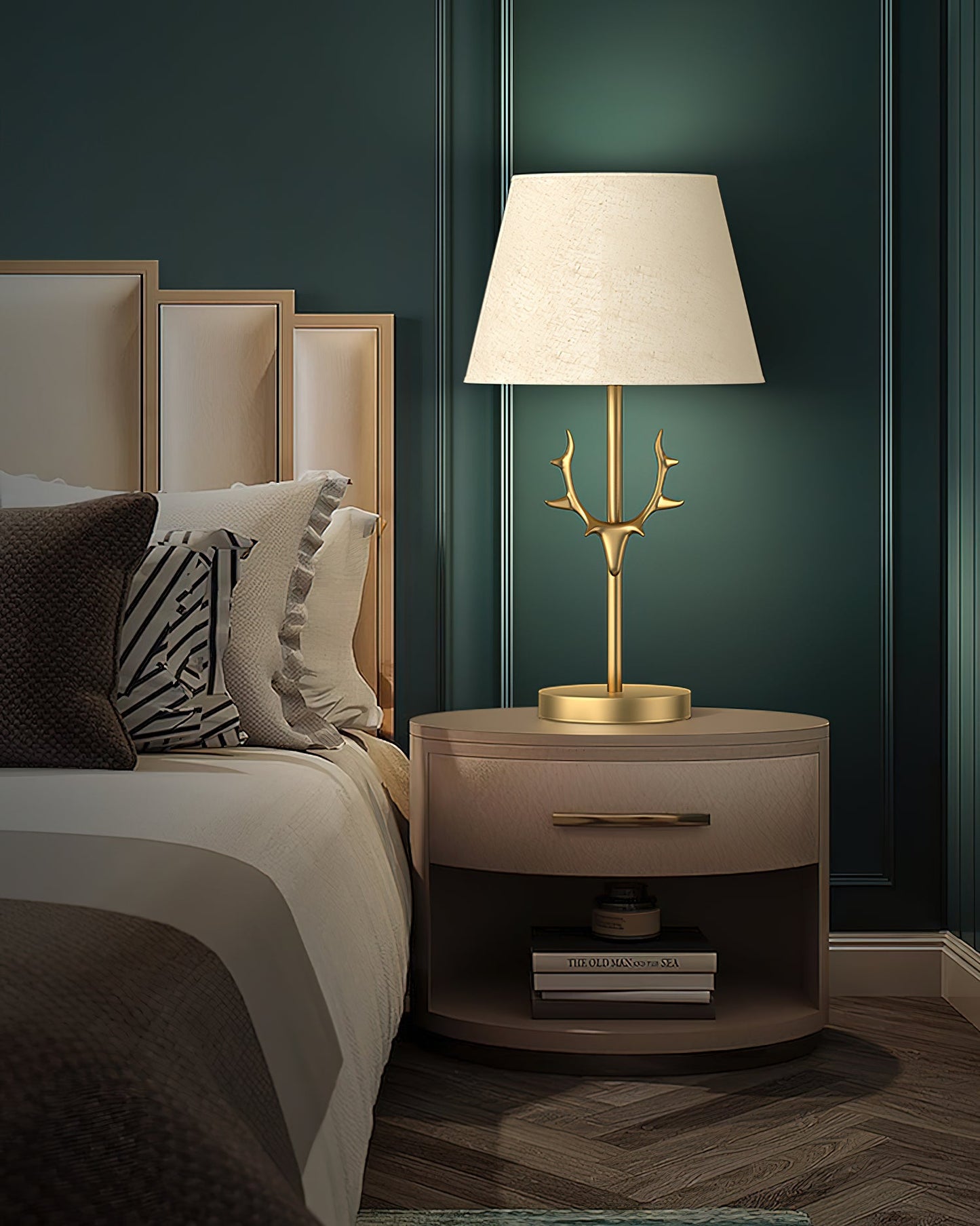 Dalton Table Lamp | Brass Fabric | White Shade