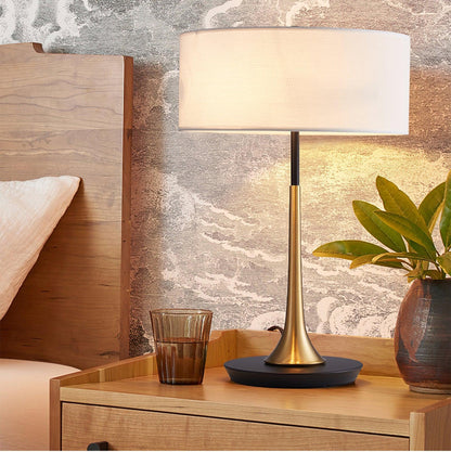 Dana Table Lamp | Metal & Fabric | Black & Gold