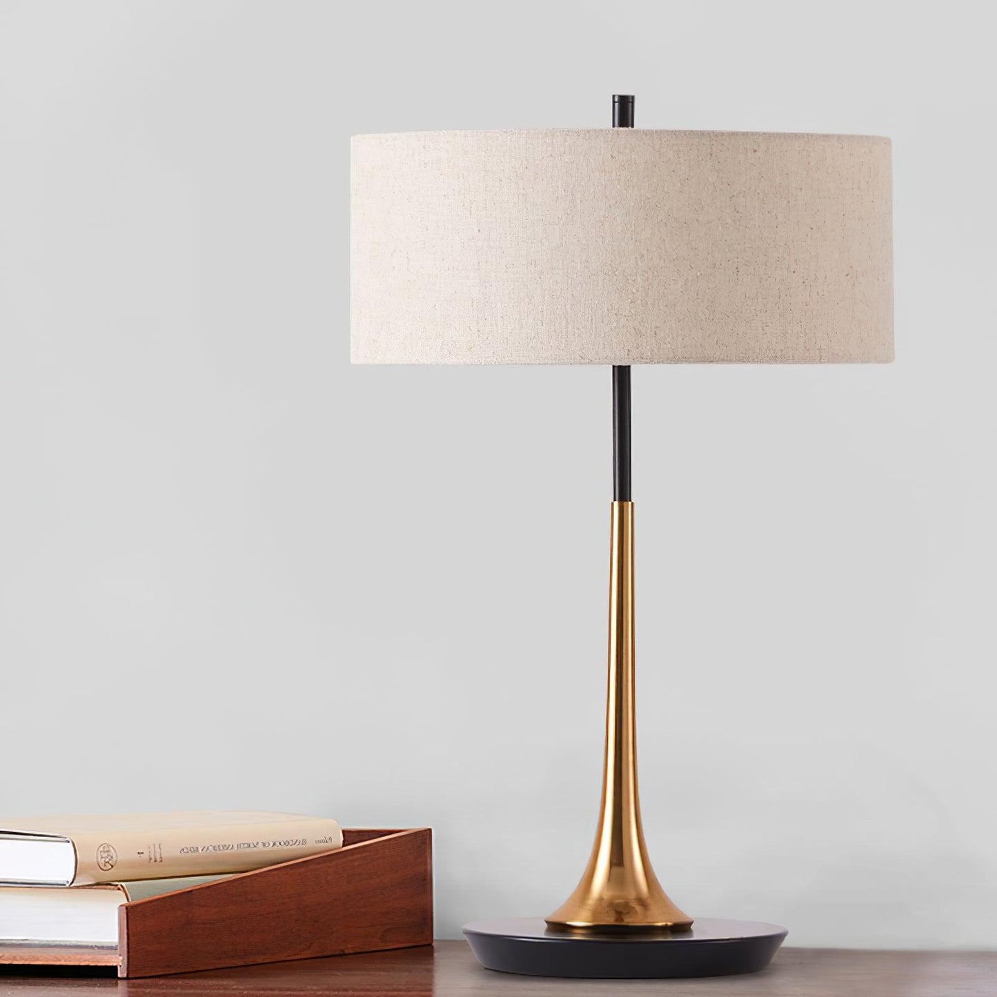 Dana Table Lamp | Metal & Fabric | Black & Gold