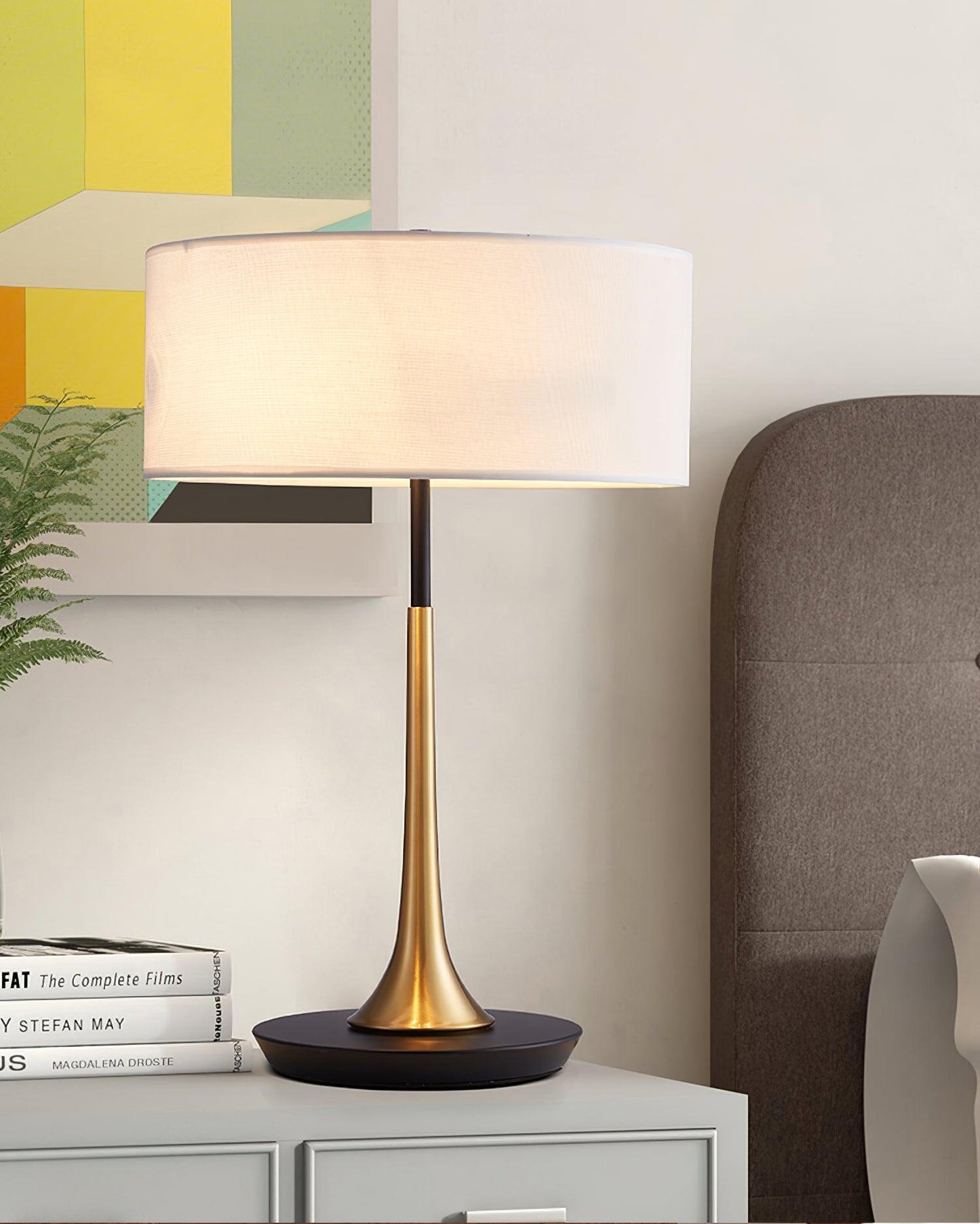 Dana Table Lamp | Metal & Fabric | Black & Gold
