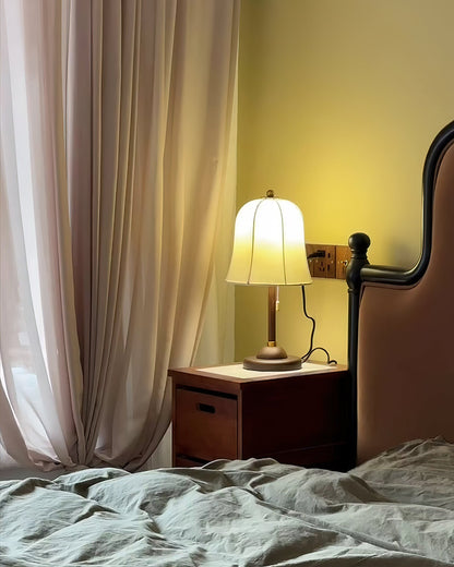 Daphne Table Lamp | Copper & Walnut | Beige Shade
