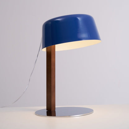 Dario Table Lamp | Wood & Chrome | Blue Shade