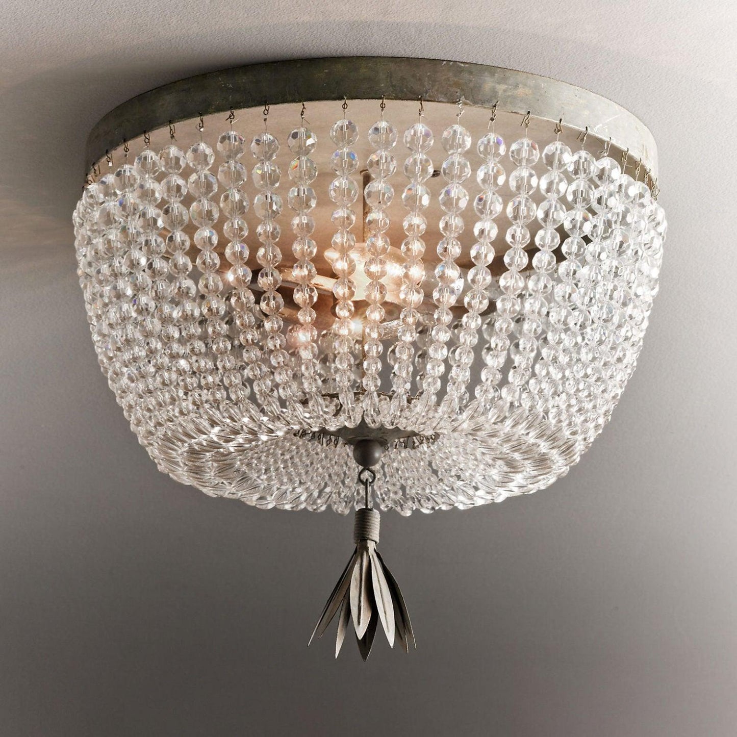 Dauphine Crystal Ceiling Light | Crystal Beads | Weathered Gray