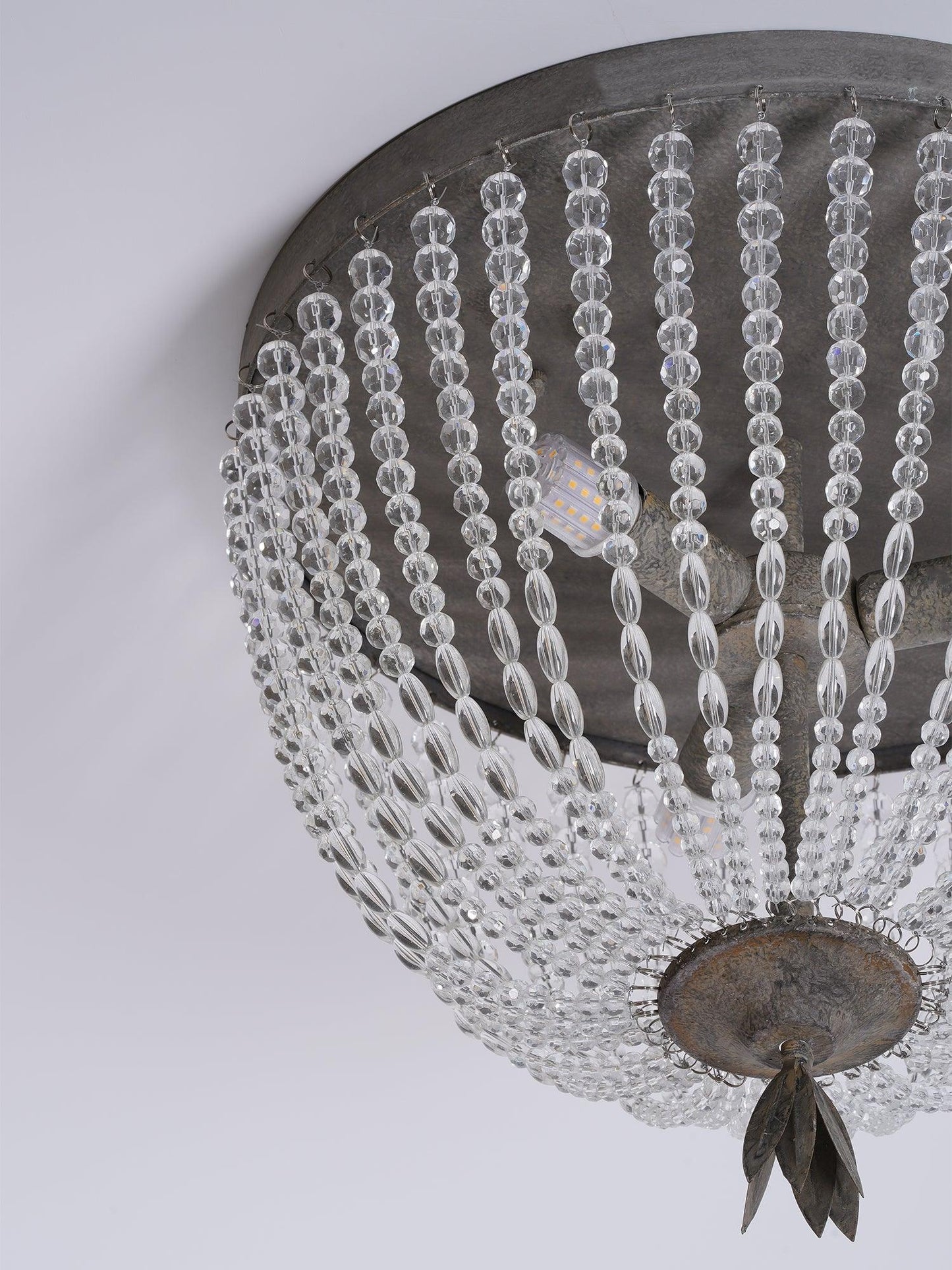 Dauphine Crystal Ceiling Light | Crystal Beads | Weathered Gray
