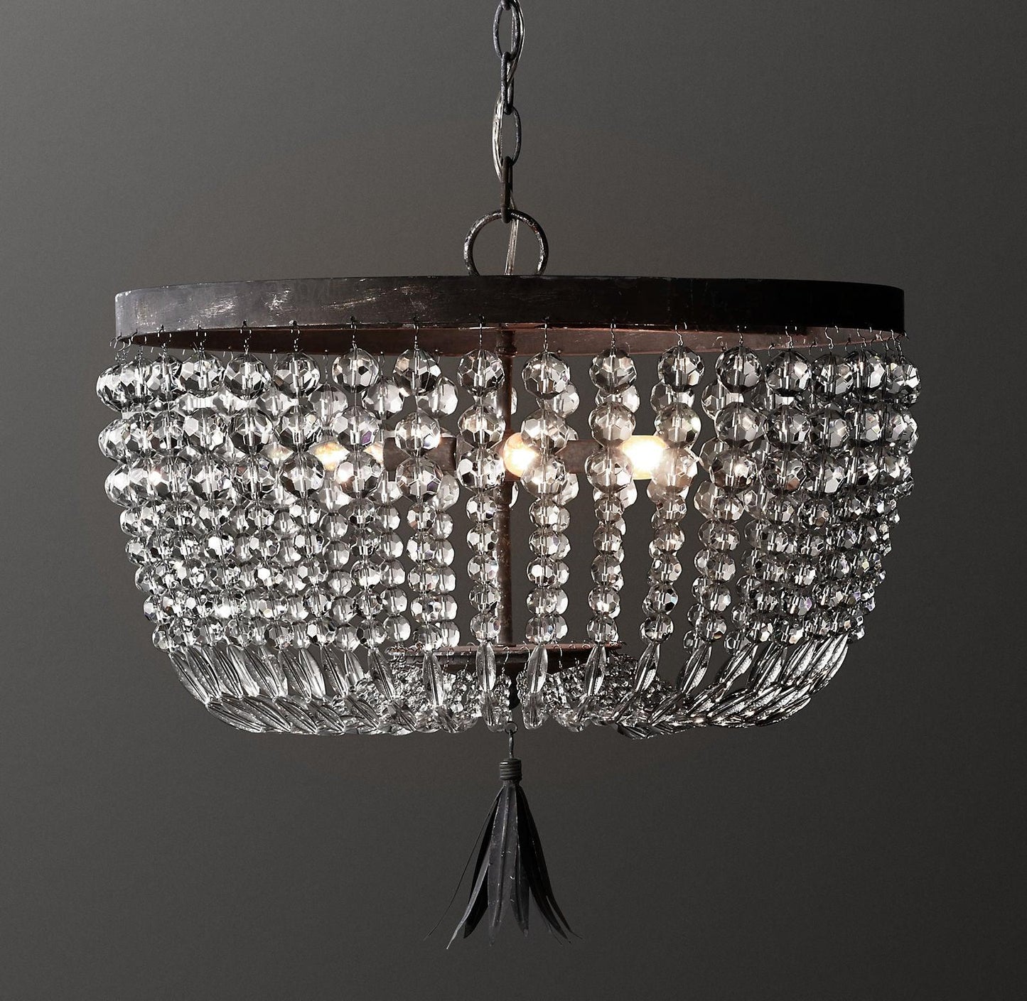 Dauphine Crystal Ceiling Light | Crystal Beads | Weathered Gray
