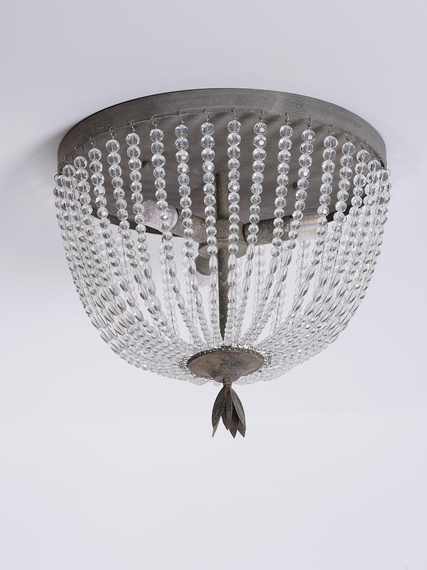Dauphine Crystal Ceiling Light | Crystal Beads | Weathered Gray