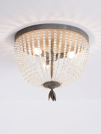 Dauphine Crystal Ceiling Light | Crystal Beads | Weathered Gray