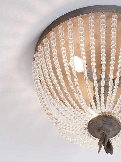 Dauphine Crystal Ceiling Light | Crystal Beads | Weathered Gray