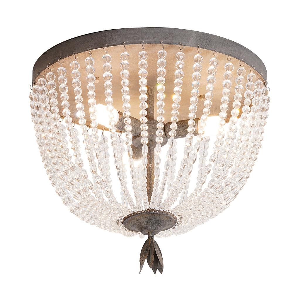 Dauphine Crystal Ceiling Light | Crystal Beads | Weathered Gray