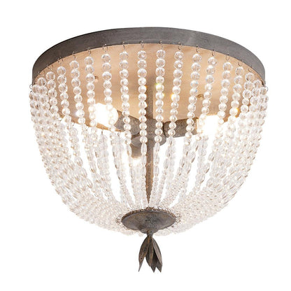 Dauphine Crystal Ceiling Light | Crystal Beads | Weathered Gray