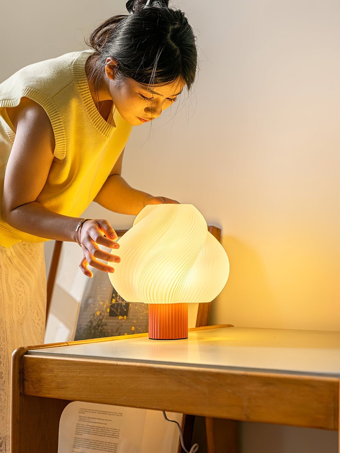 Whirl Pop Table Lamp | Frosted Swirl Shade | Pink, Red, Blue