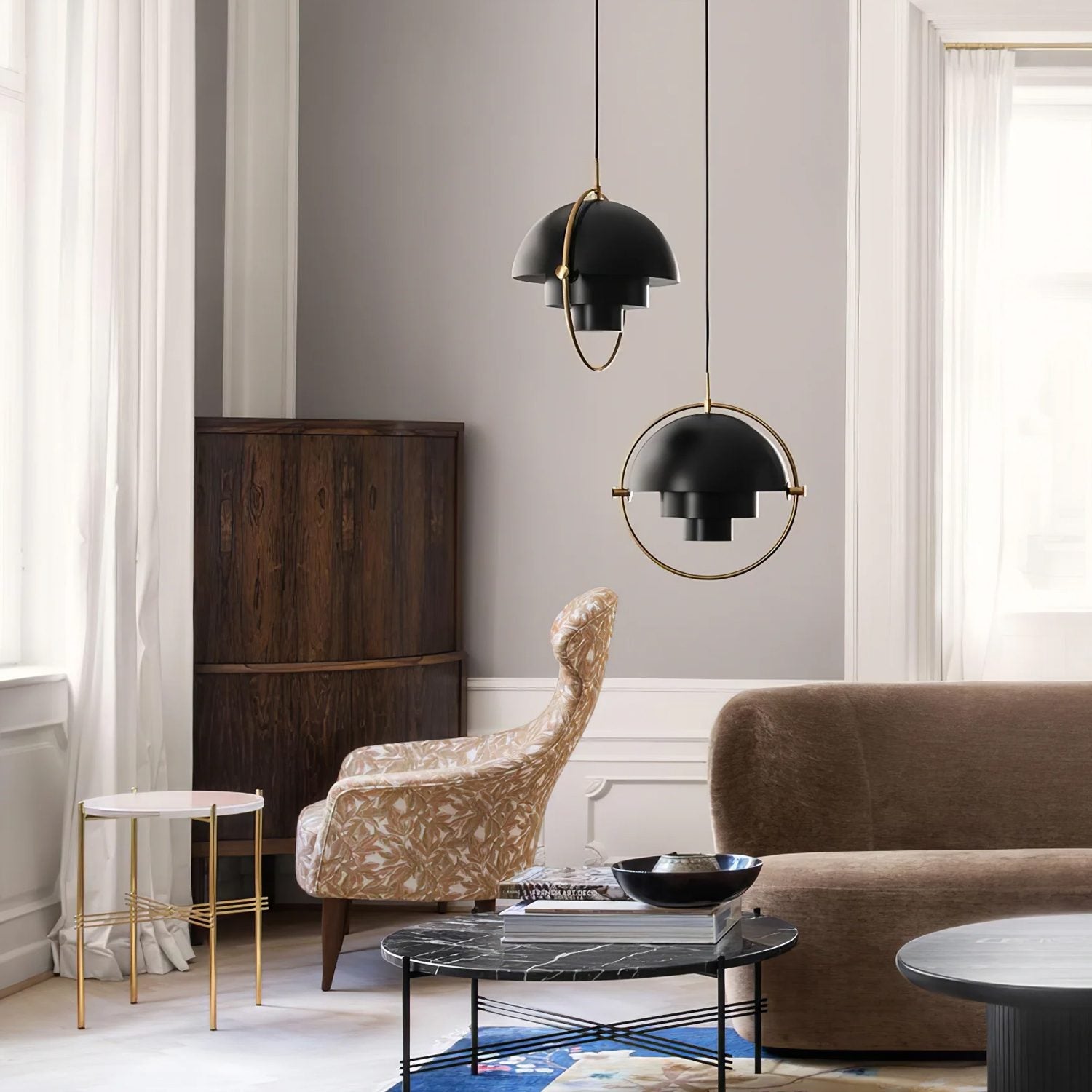 Multi-Lite Pendant Light | Adjustable Metal Shade | Black, Copper, Chrome Options