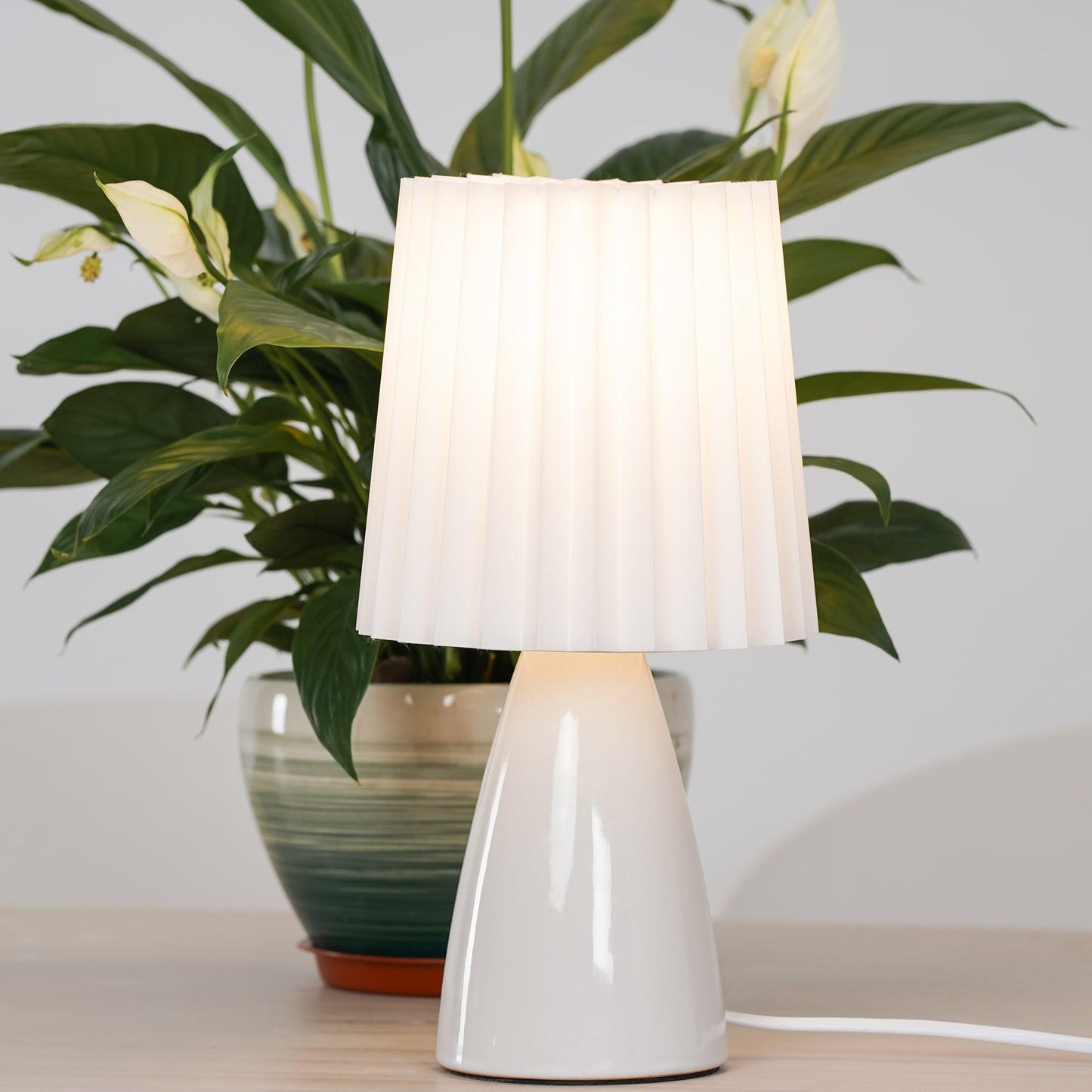Delilah Table Lamp | Glass, Fabric | White