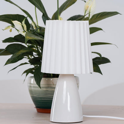 Delilah Table Lamp | Glass, Fabric | White
