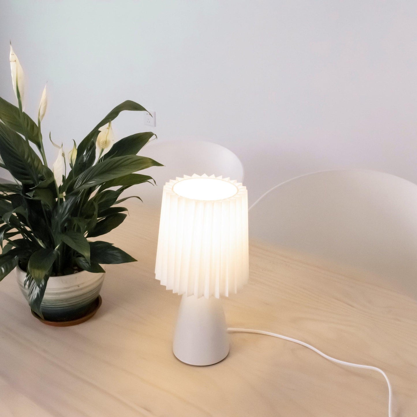 Delilah Table Lamp | Glass, Fabric | White