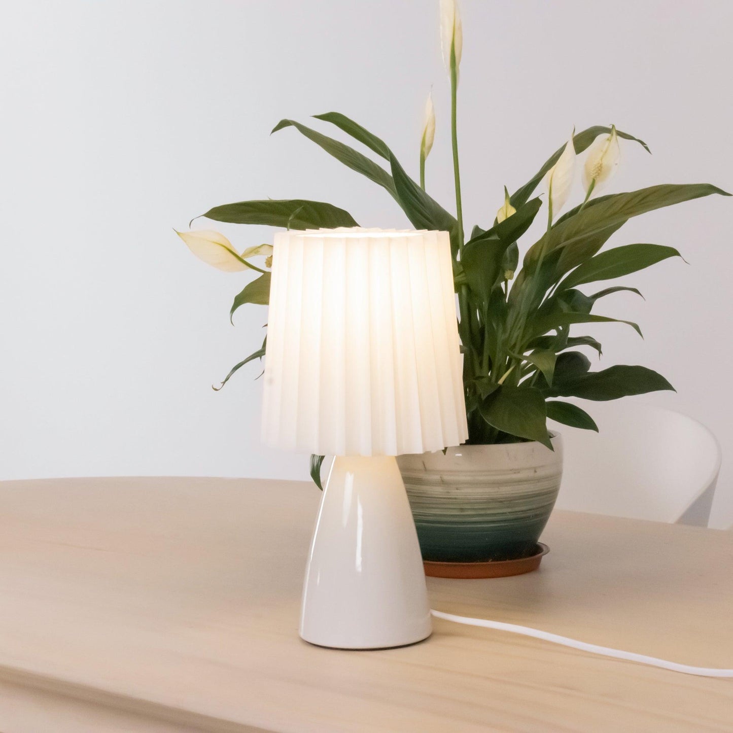 Delilah Table Lamp | Glass, Fabric | White