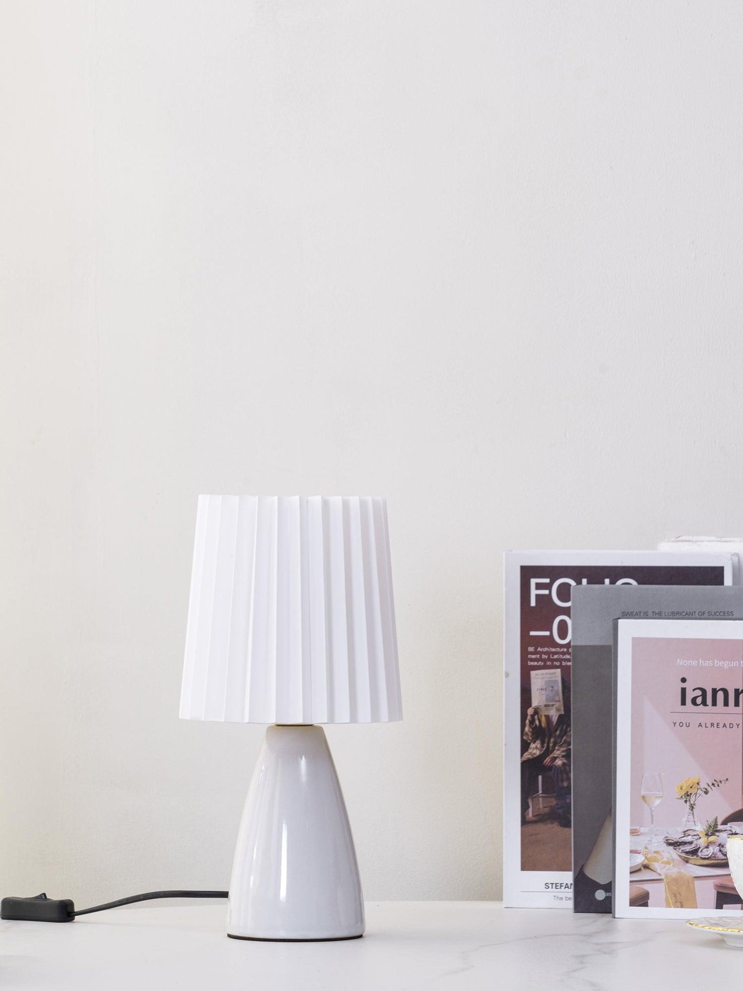 Delilah Table Lamp | Glass, Fabric | White