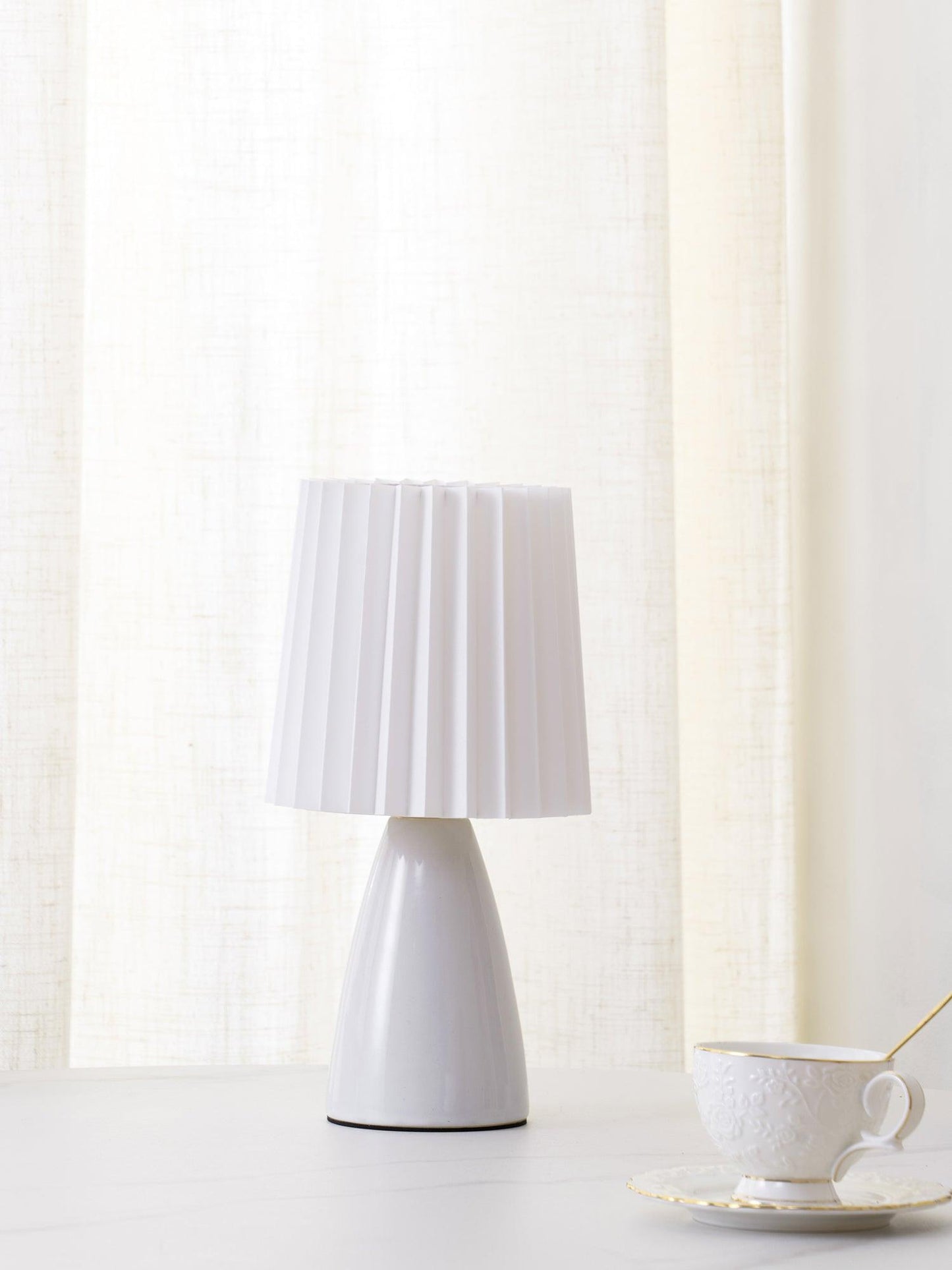 Delilah Table Lamp | Glass, Fabric | White