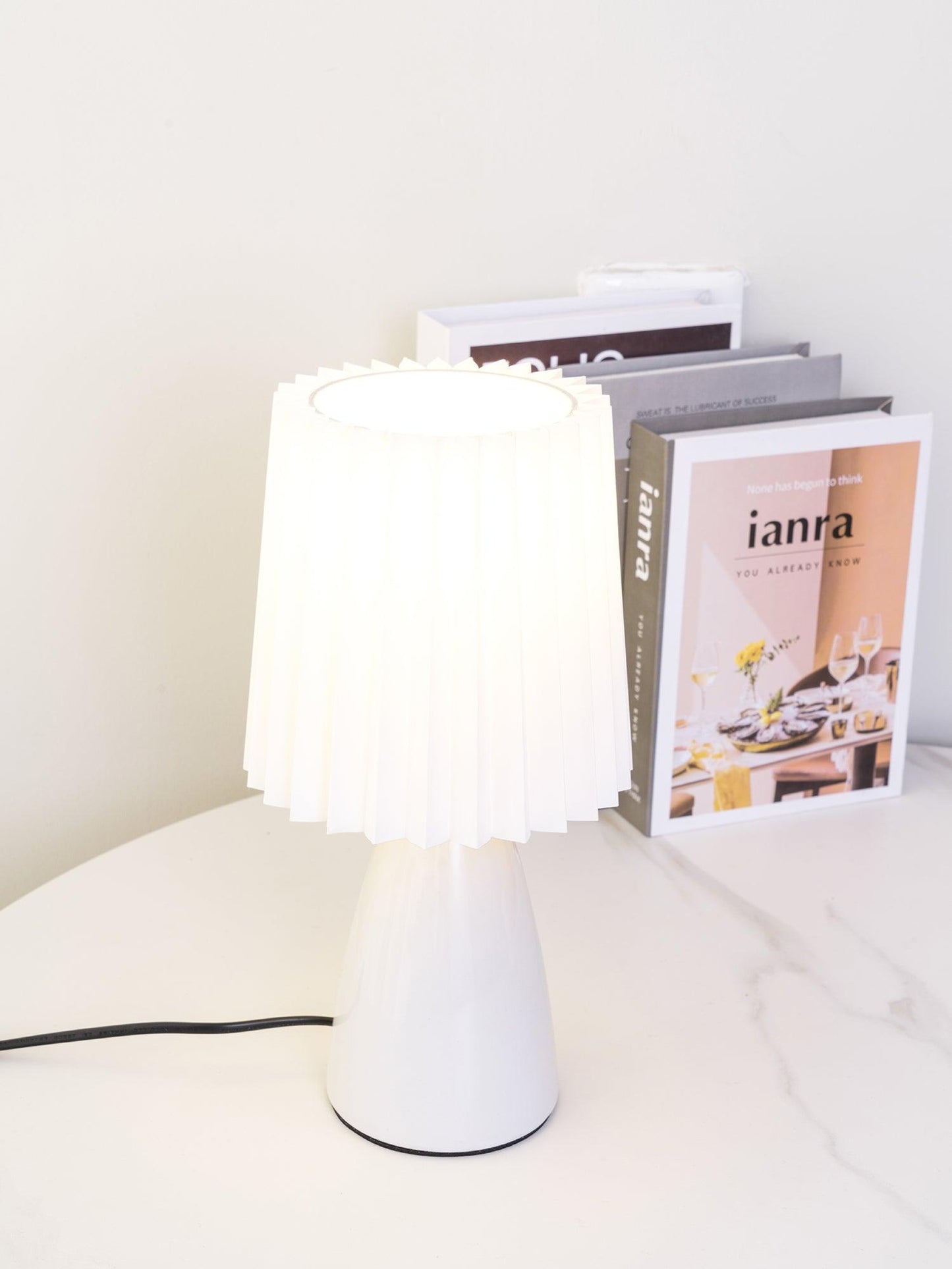 Delilah Table Lamp | Glass, Fabric | White