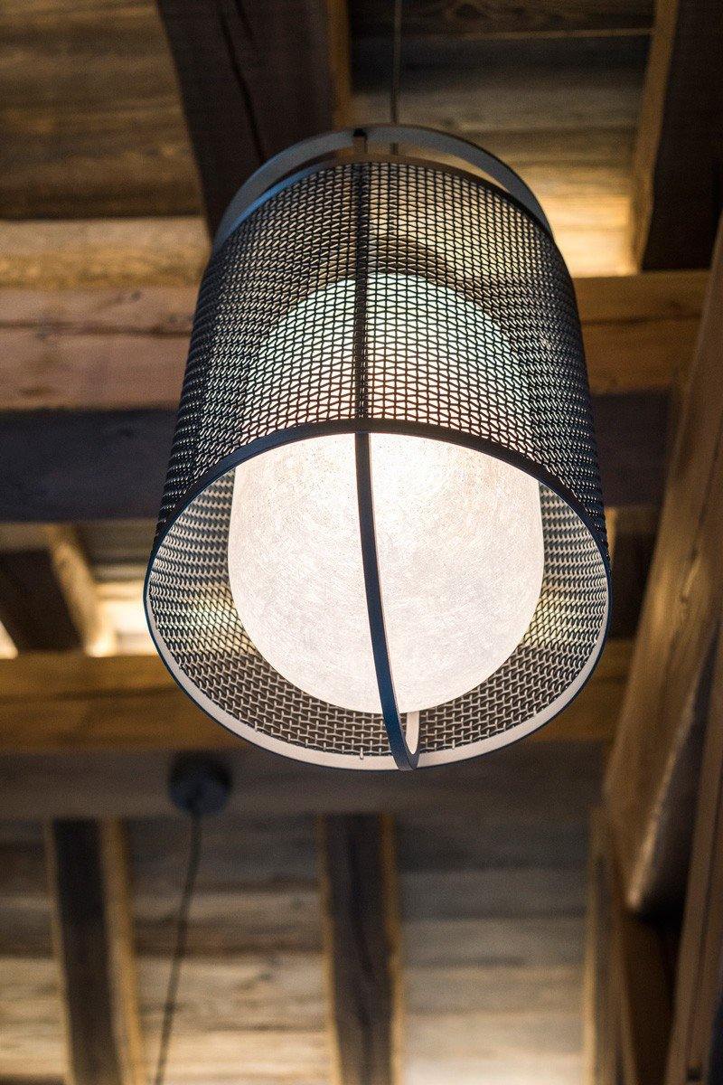 Pendant Lamp | Black Iron & Opal Glass | 25cm Diameter