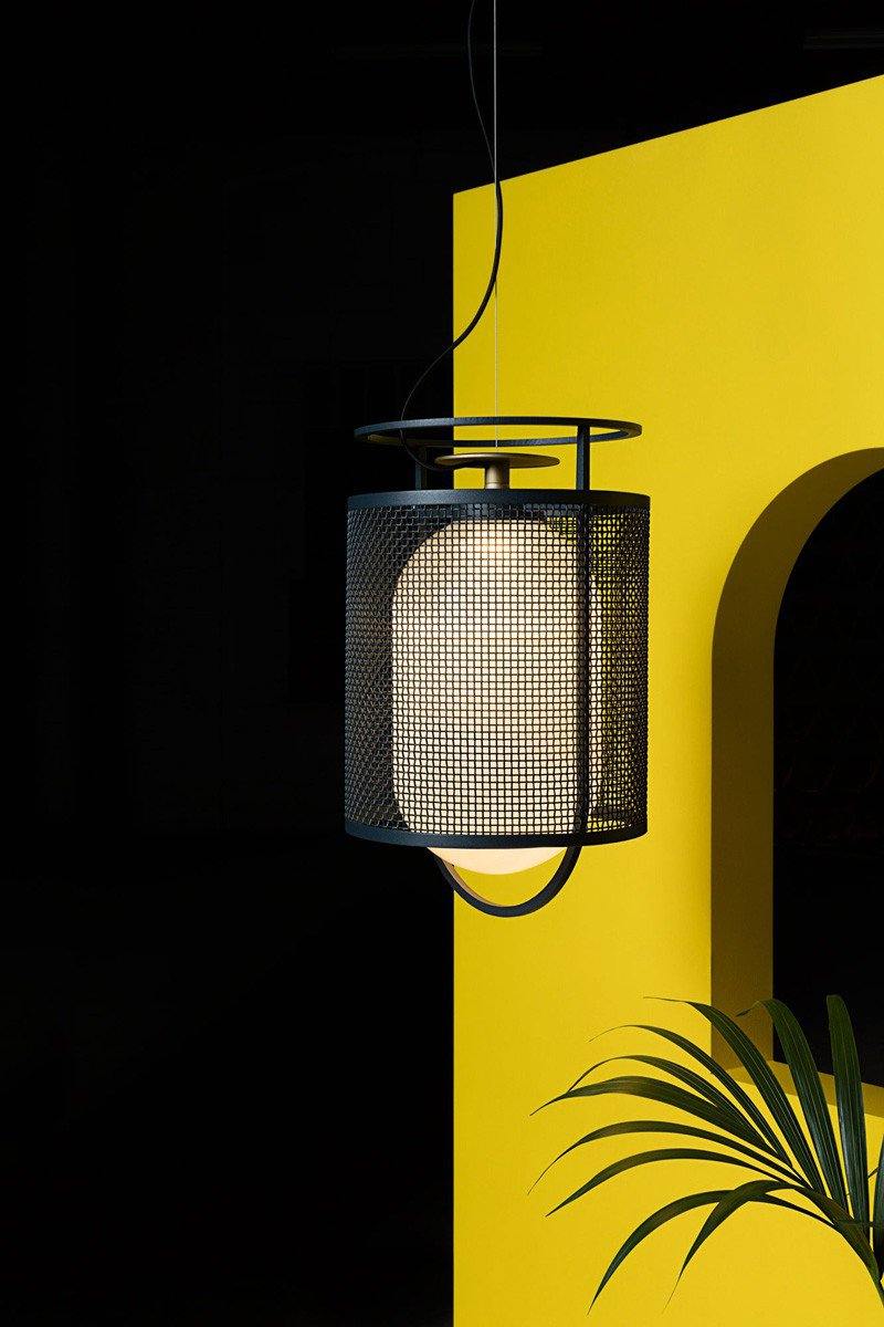 Pendant Lamp | Black Iron & Opal Glass | 25cm Diameter