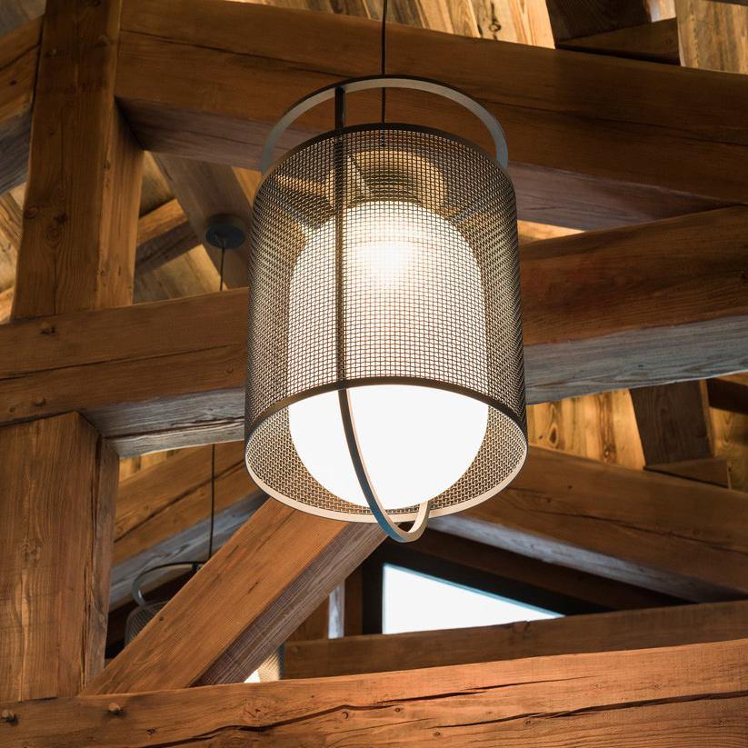 Pendant Lamp | Black Iron & Opal Glass | 25cm Diameter