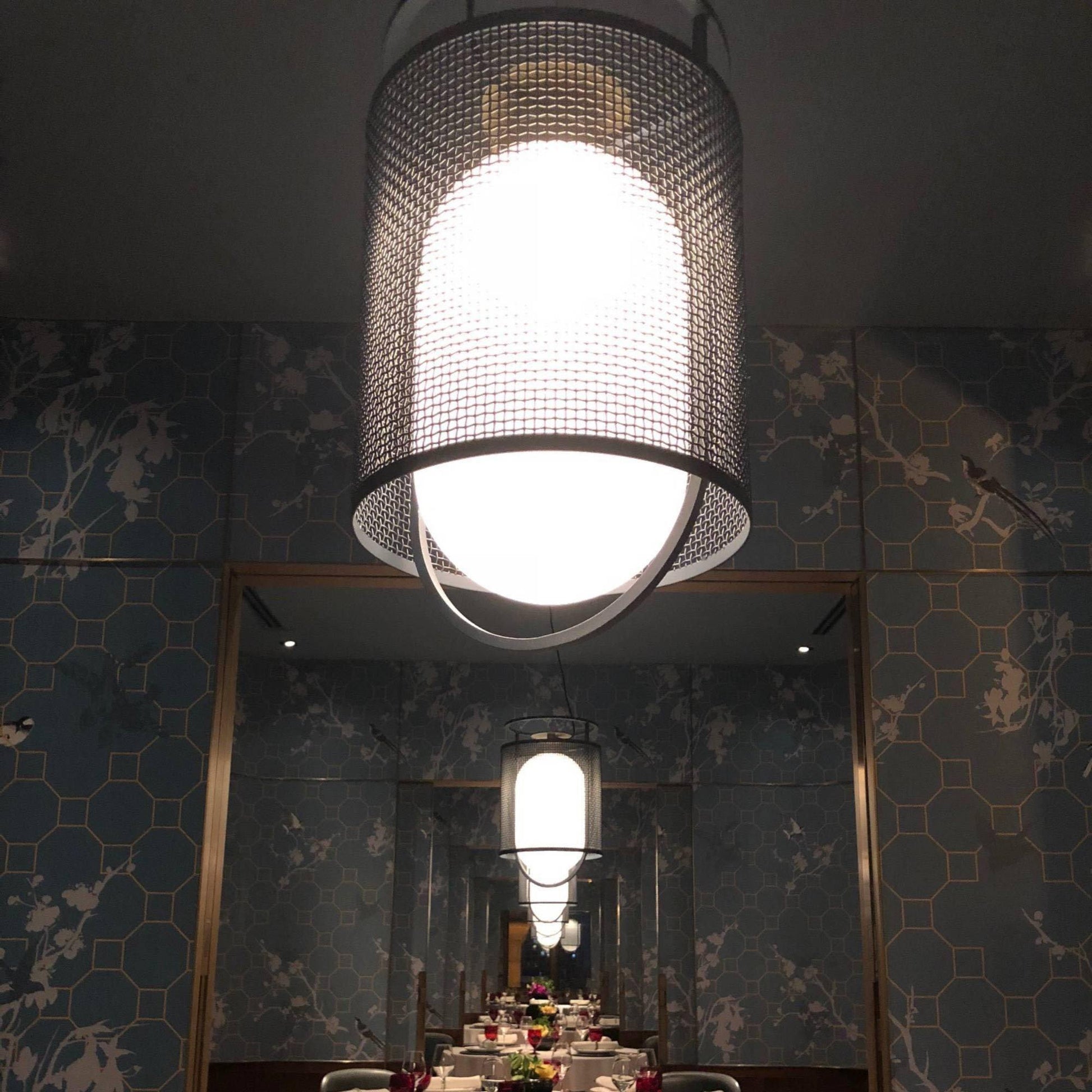 Pendant Lamp | Black Iron & Opal Glass | 25cm Diameter