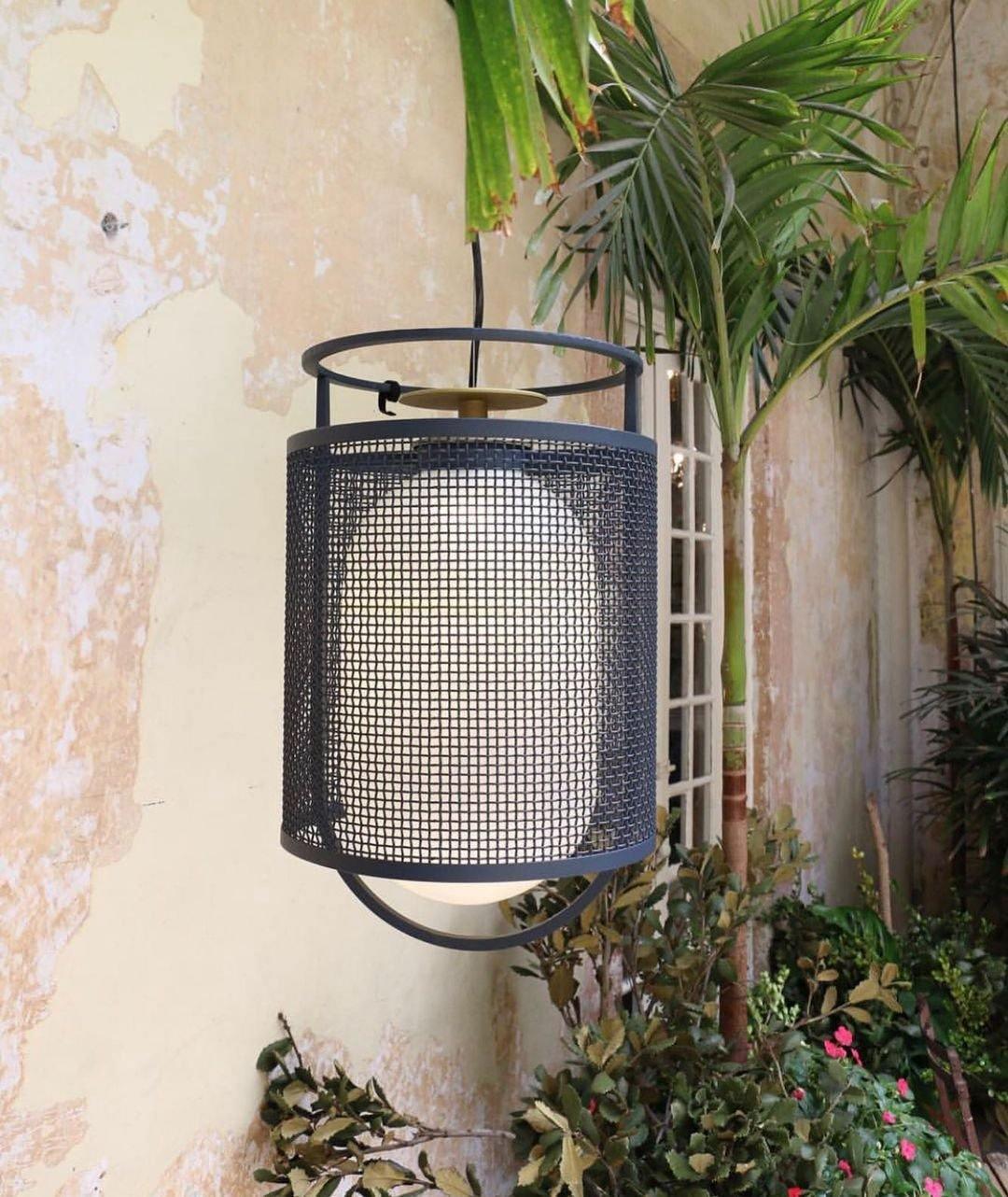 Pendant Lamp | Black Iron & Opal Glass | 25cm Diameter