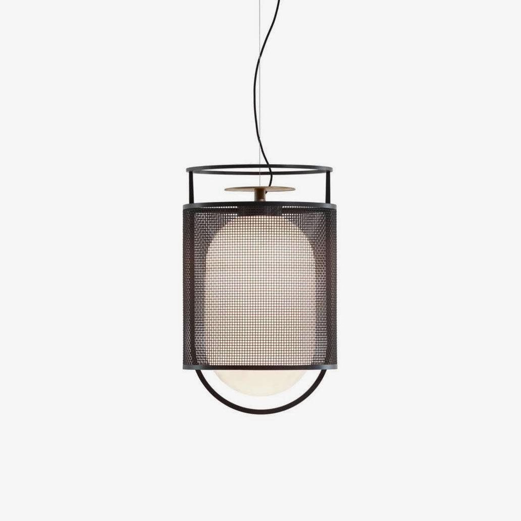 Pendant Lamp | Black Iron & Opal Glass | 25cm Diameter