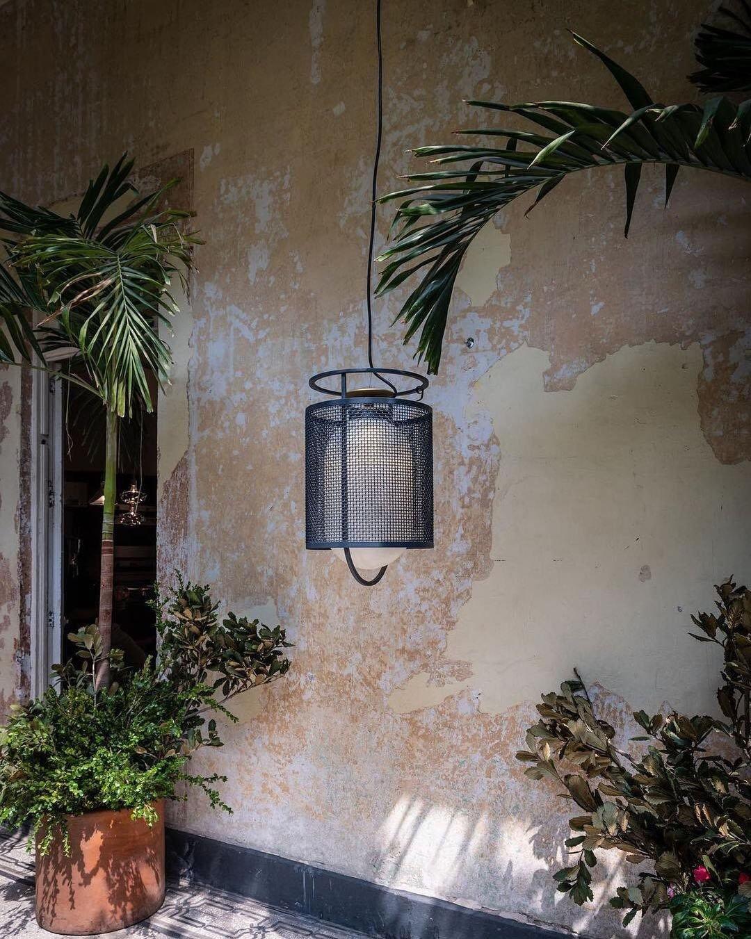 Pendant Lamp | Black Iron & Opal Glass | 25cm Diameter