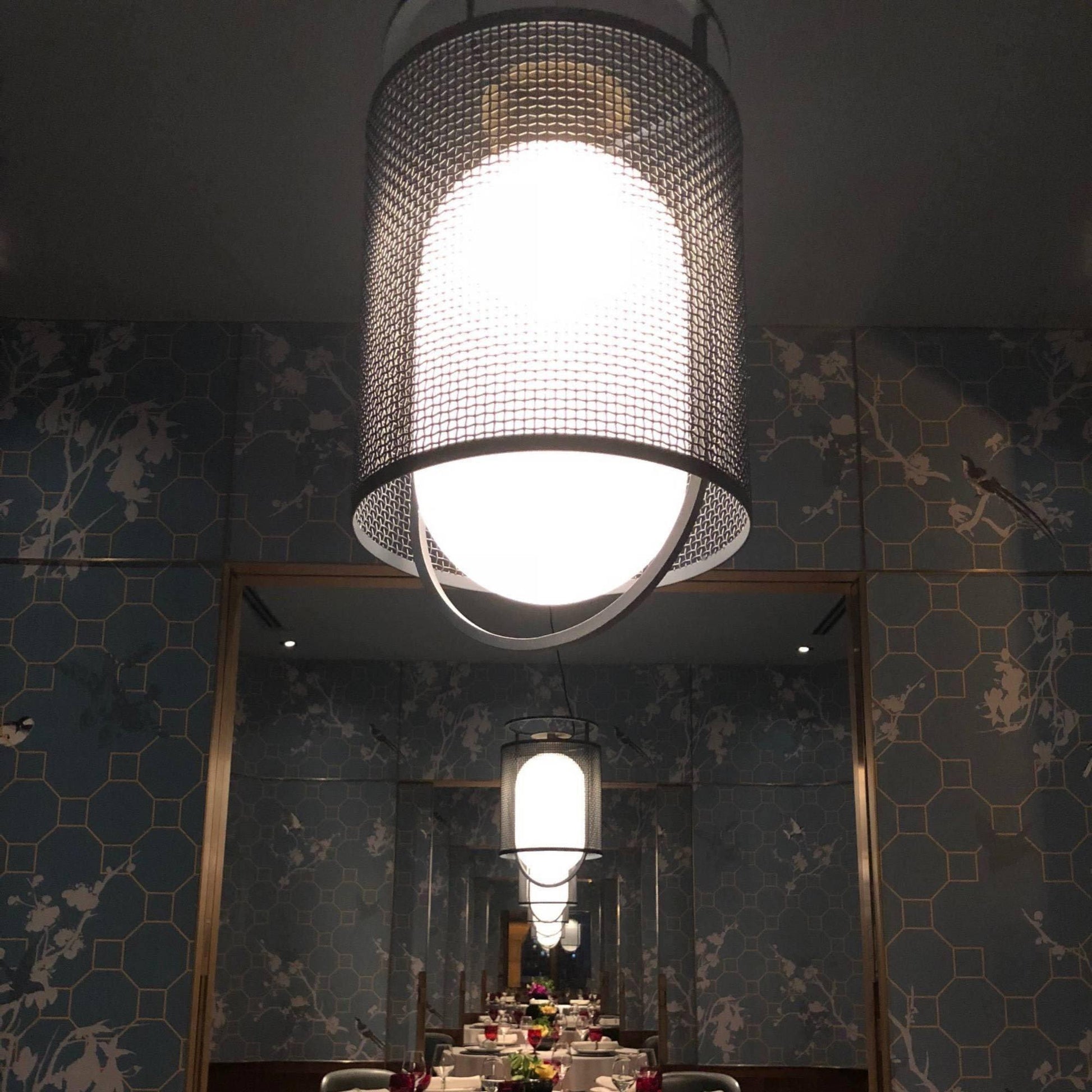 Pendant Lamp | Black Iron & Opal Glass | 25cm Diameter