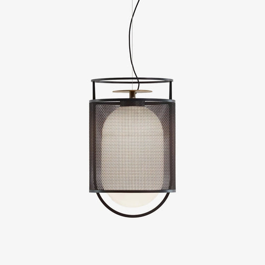 Pendant Lamp | Black Iron & Opal Glass | 25cm Diameter